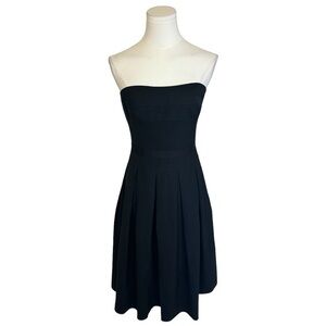 THEORY Black Strapless Wool Blend‎ Midi Dress size 8 Cocktail Party Wedding Date
